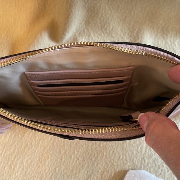 INC champagne colored leather clutch with wristlet strap - Picture 5 of 5